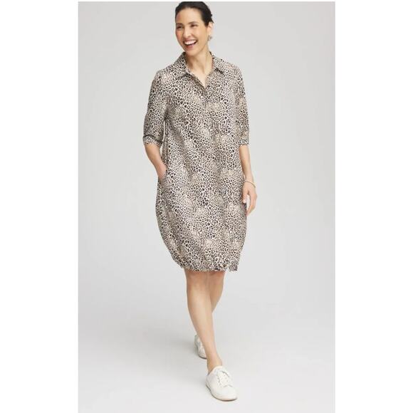 Chicos Zenergy cheetah print UPF bungee dress Size XL Travel Active Casual - Picture 1 of 15